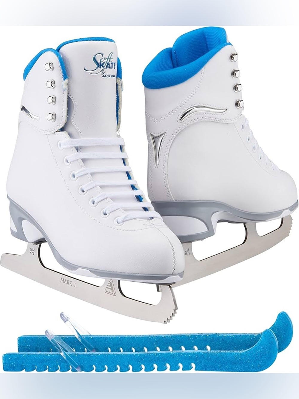 Jackson White & Blue Soft Skate Figure Ice Skates